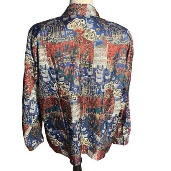 Kathy Comelli for Shapely Multi-Color Graphic Long Sleeve Soft Blouse Size 16 - Picture 2 of 6